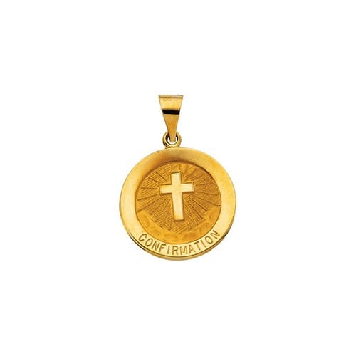 14kt Yellow Gold 18.25mm Hollow Confirmation Medal