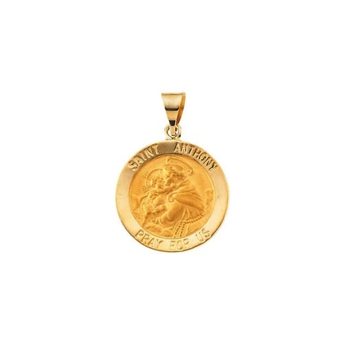 14kt Yellow Gold 18.25mm Hollow Round St. Anthony Medal