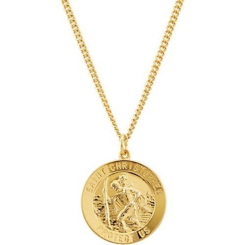 24kt Gold Plated 28.19x25.13mm St. Christopher Medal 24