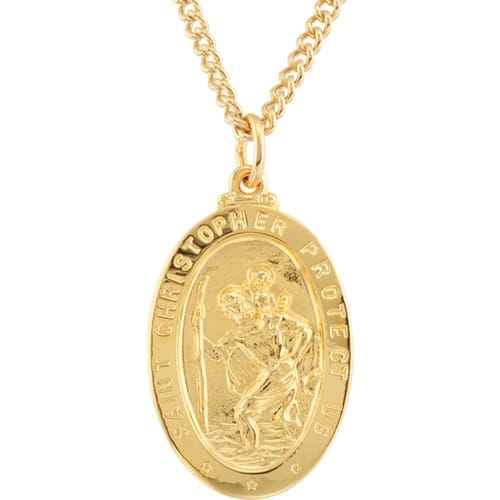 24kt Gold Plated 28.77x17.74mm St. Christopher Medal 24