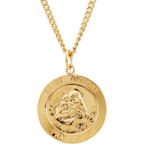 24kt Gold Plated 22mm St. Anthony Medal 24