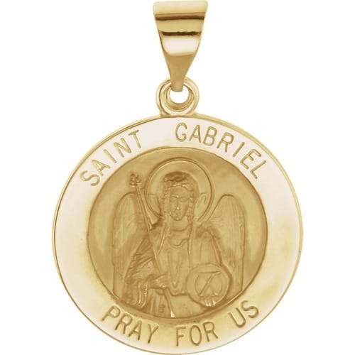 14kt Yellow Gold 18.5mm Round Hollow St. Gabriel Medal