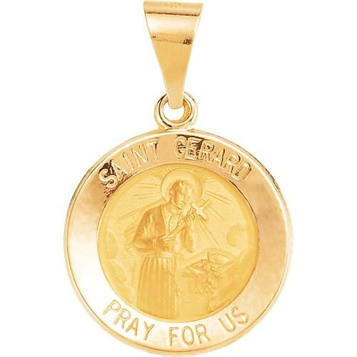 14kt Yellow Gold 15mm Round Hollow St. Gerard Medal