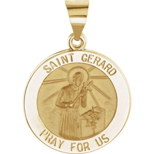 14kt Yellow Gold 18.25mm Round Hollow St. Gerard Medal