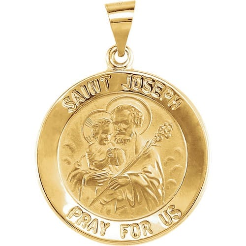 14kt Yellow Gold 22mm Round Hollow Joseph Medal