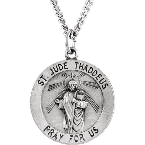 Sterling Silver 22mm Round St. Jude Thaddeus Medal 24