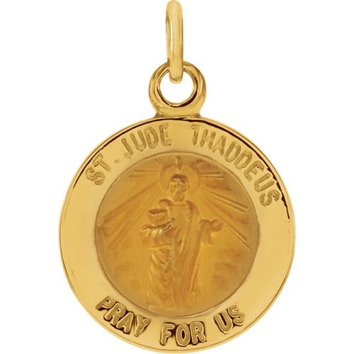 14kt Yellow Gold 12mm Round St. Jude Thaddeus Medal