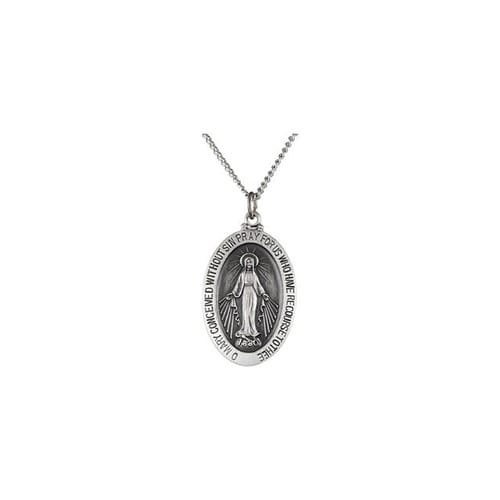 Sterling Silver 29x20mm Oval Miraculous Medal 24