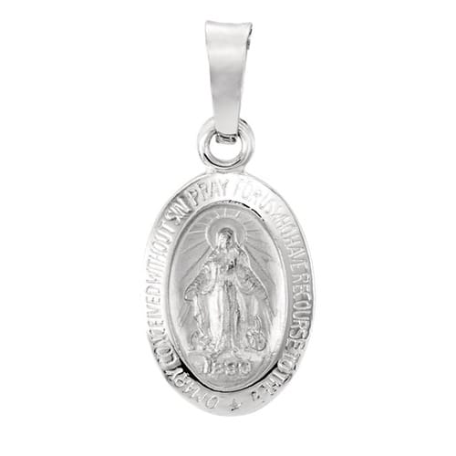 14kt White Gold 12x8mm Oval Miraculous Medal