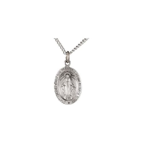 Sterling Silver 14.75x11mm Oval Miraculous Medal 18