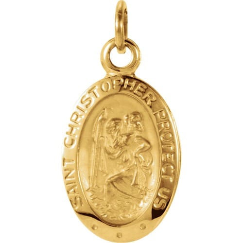 14kt Yellow Gold 12.25x8.75mm Oval St. Christopher Medal