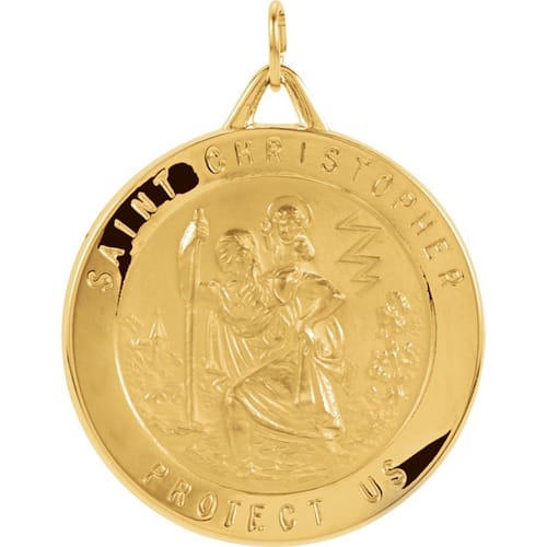 14kt Yellow Gold 29mm St. Christopher Medal