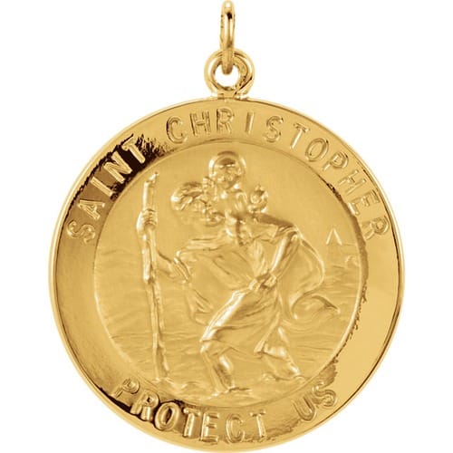 14kt Yellow Gold 23mm St. Christopher Medal