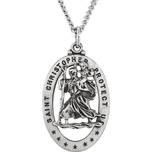 Sterling Silver 29x20mm Oval St. Christopher Medal 24