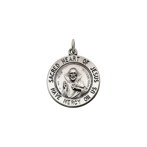 Sterling Silver 22mm Sacred Heart of Jesus 24