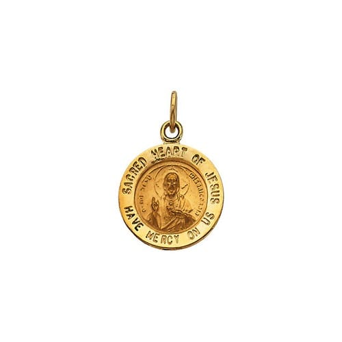 14kt Yellow Gold 12mm Sacred Heart of Jesus Medal