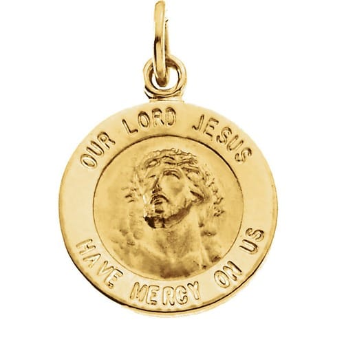 14kt Yellow Gold 12mm Round Our Lord Jesus Medal