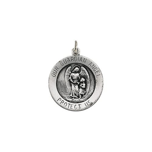 Sterling Silver 18mm Guardian Angel Medal