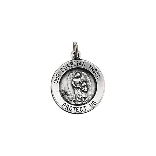 Sterling Silver 15mm Guardian Angel Medal