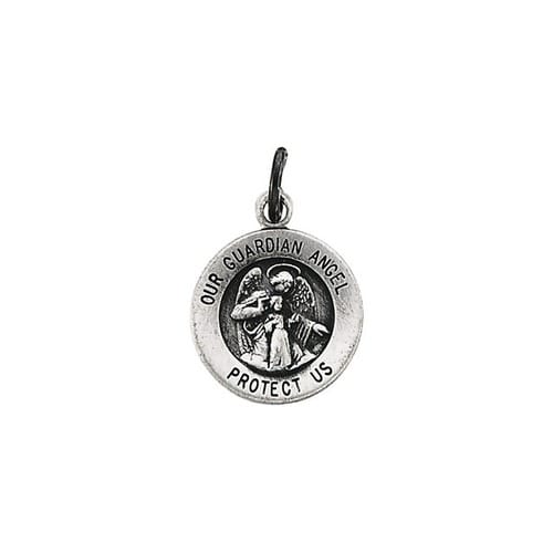 Sterling Silver 11.8mm Guardian Angel Medal