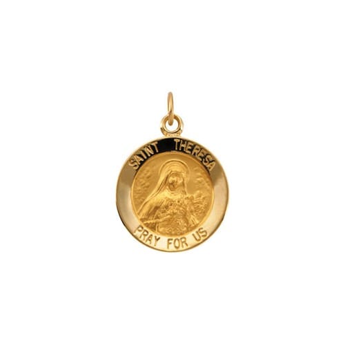 14kt Yellow Gold 15mm Round St.Theresa Medal