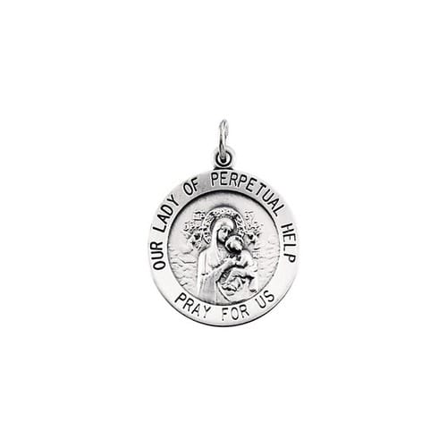 Sterling Silver 18.25mm Round Our Lady of Perpetual Help 18