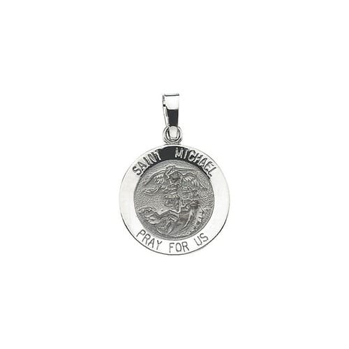 14kt White Gold 15mm St.Michael Medal