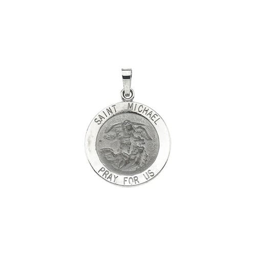 14kt White Gold 18mm St.Michael Medal