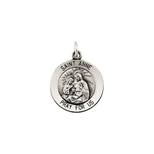 14kt White Gold 14.5mm St. Anne Medal