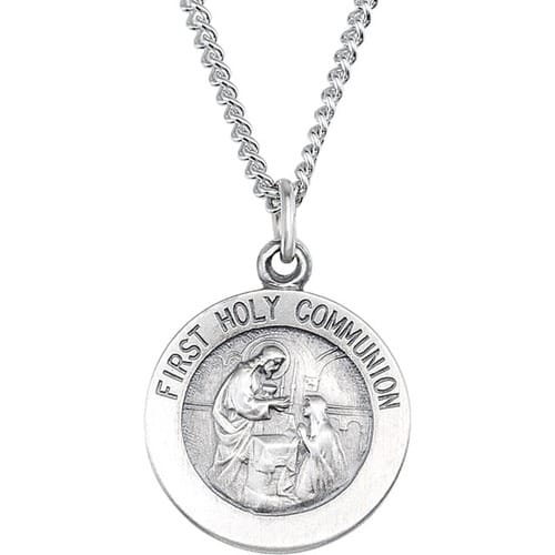 Sterling Silver 15mm First Communion Medal 18