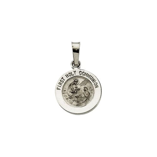 14kt White Gold 12mm First Communion Medal