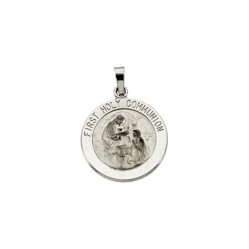 14kt White Gold 18mm First Communion Medal