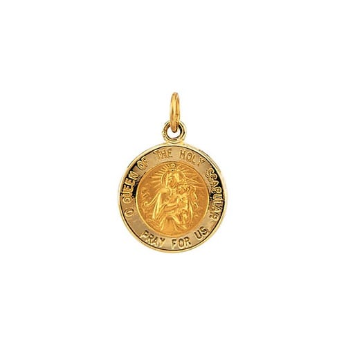 14kt Yellow Gold 12mm Round Scapular Medal