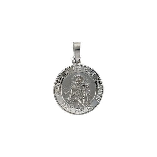 14kt White Gold 15mm Round Scapular Medal