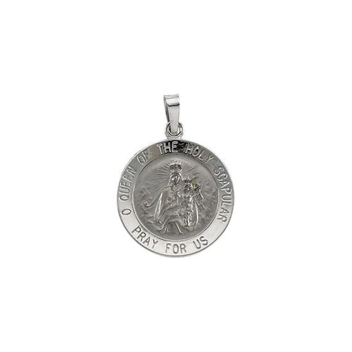 14kt White Gold 18mm Round Scapular Medal