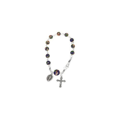 Cobalt Cloisonne Rosary Bracelet