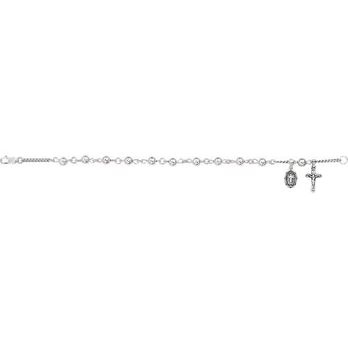 Silver Ball Rosary Bracelet