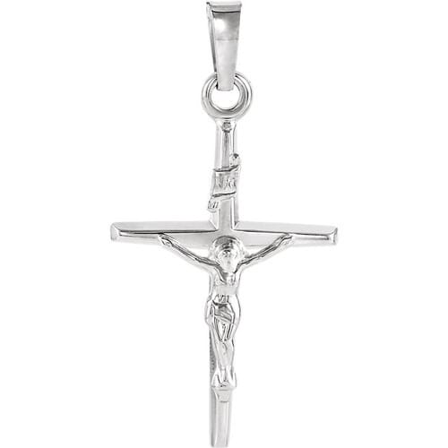 14kt White Crucifix Pendant