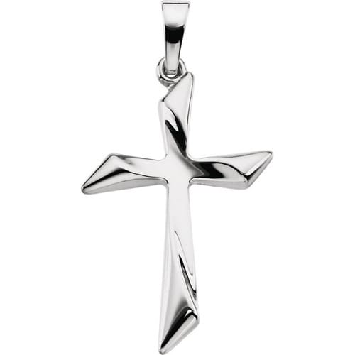 14kt White 25.5x18mm Cross Pendant