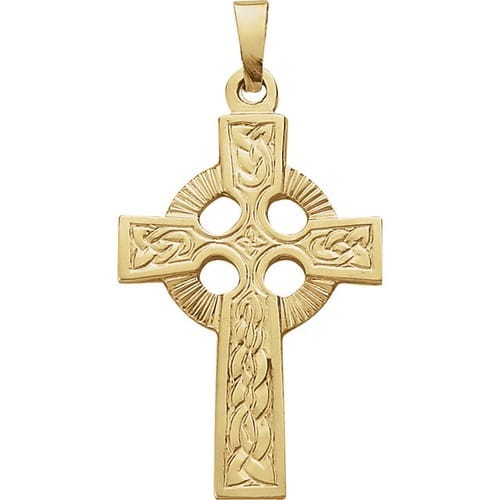 14kt Yellow 24x16mm Fancy Celtic Cross Pendant