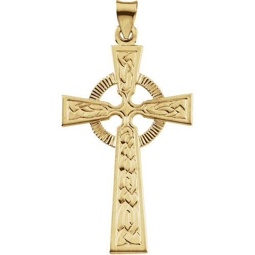 14kt Yellow 40x25mm Fancy Celtic Cross Pendant