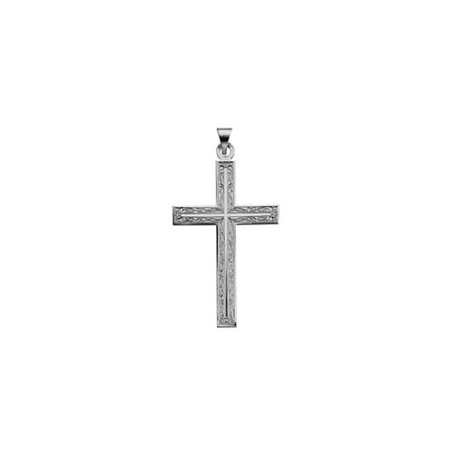 14kt White Design Cross Pendant