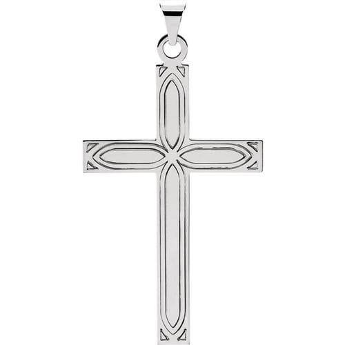 14kt White Design Cross Pendant