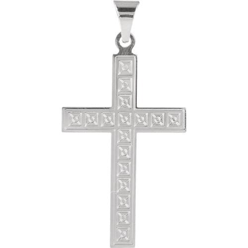 14kt White Design Cross Pendant