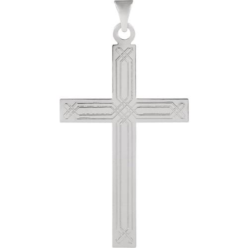 14kt White Design Cross Pendant