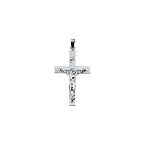 14kt White 29x19mm Crucifix Pendant