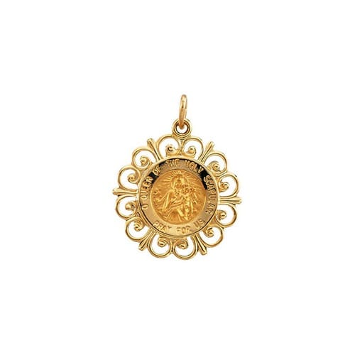 14kt Yellow 18.5mm Round Scapular Medal