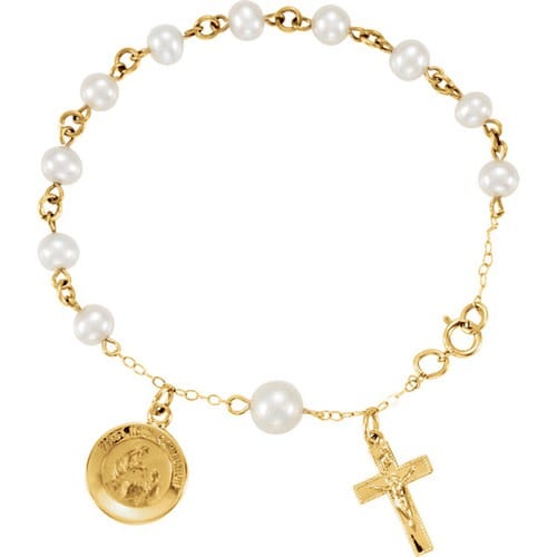 14kt Youth Freshwater Cultured Pearl Rosary Bracelet