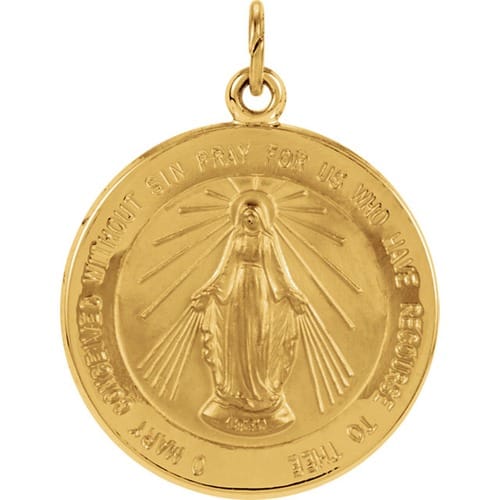 14kt Yellow 20.5mm Miraculous Medal