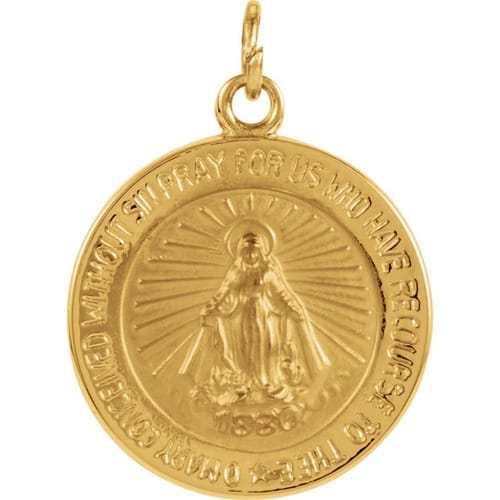 14kt Yellow 14.75mm Miraculous Medal